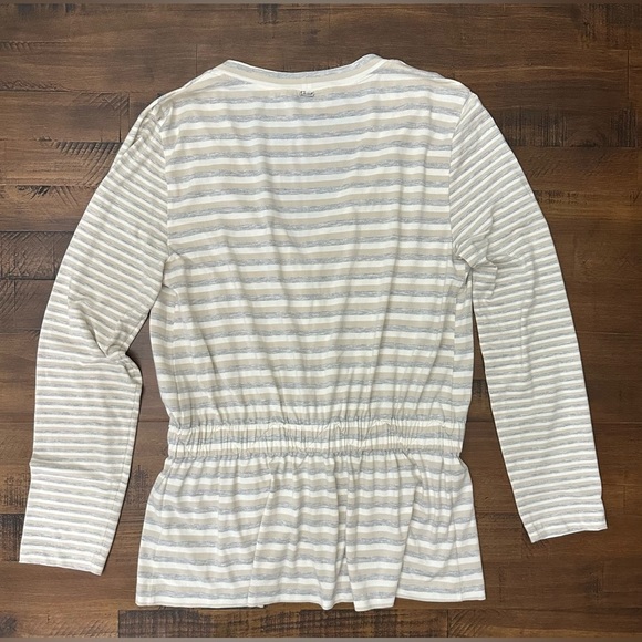 St John Knit Jersey Cardigan Ivory, Light grey, Tan Striped Small NWOT MSRP $495 - Picture 9 of 10